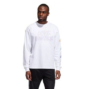 Adidas White “Love Unites” Pride Long Sleeve Tee